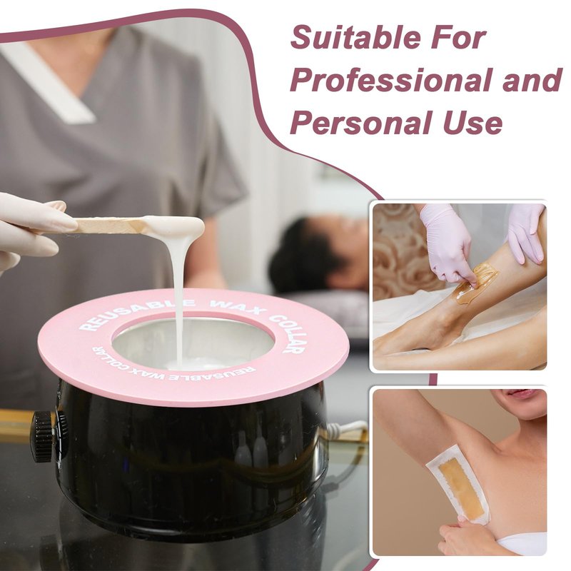 2 PCS Reusable Silicone Wax Collars Fits Most 14 Oz Wax Pot Liner Collar Clean Collars for Wax Warmer Waxing Protection Collars for Esthetician Hair Removal Women Wax Supplies(Pink)