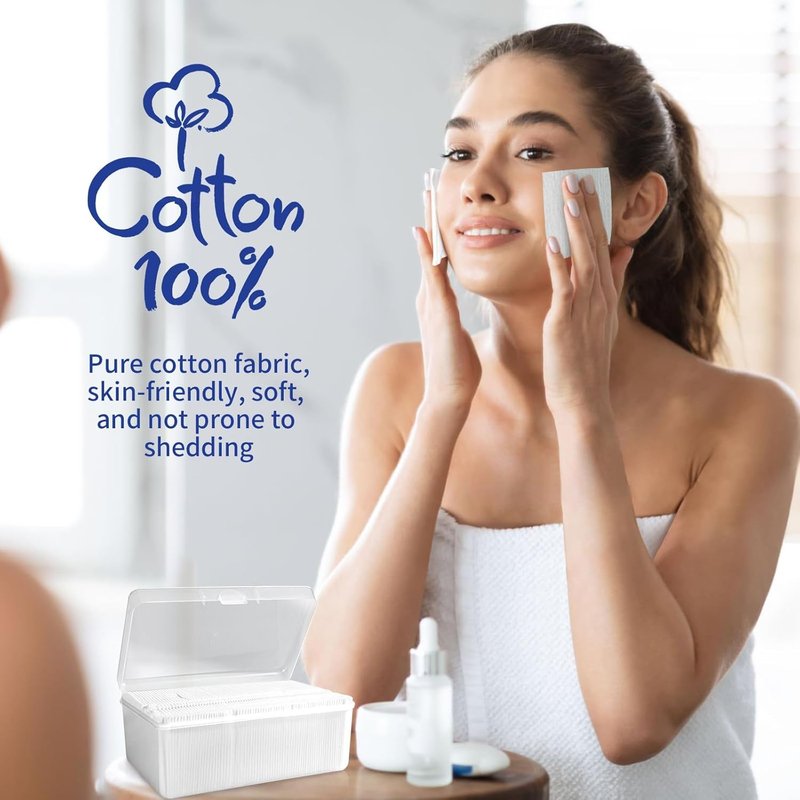 Square Cotton Pads - Lint-Free Makeup Remover for Face & Eyes | 475 Count, Double-Sided, Hypoallergenic