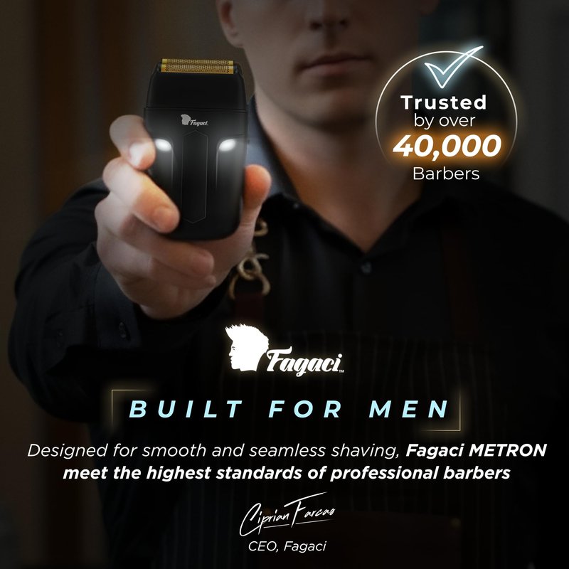 Fagaci Double Foil Shaver for Men – Electric Shaver with Close Shaving, No Irritation, Professional Barber Foil Shavers 8500 RPM High Torque, 3H Battery, Mens Razor for Face, Easy Clean