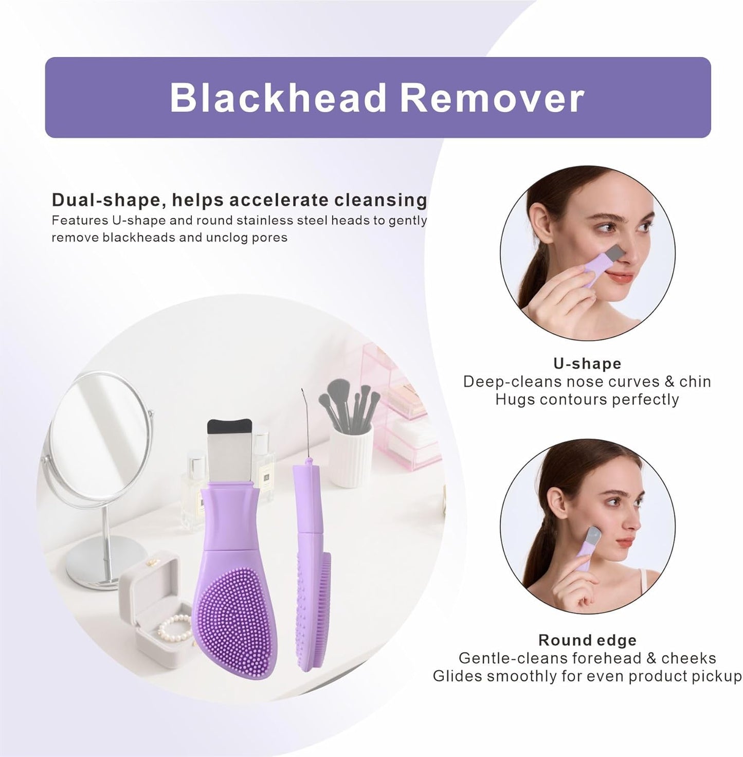 Blackhead Remover | Silicone Face Scrubber & Exfoliator for Deep Cleansing - Purple Color