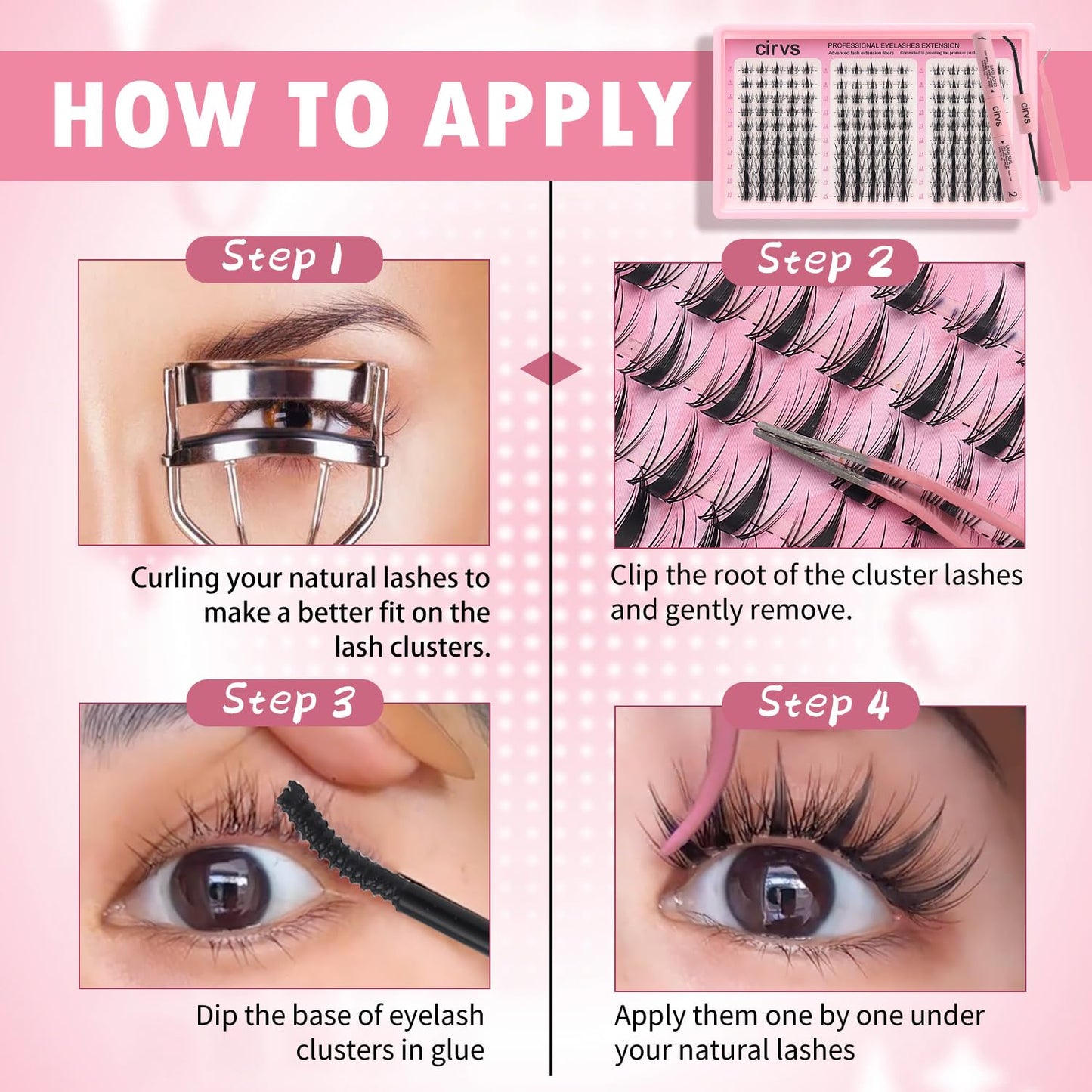 Anime Lash Clusters Kit - Beginner-Friendly Spiky Lashes for Natural Look | 8-16mm with Bond & Tweezers