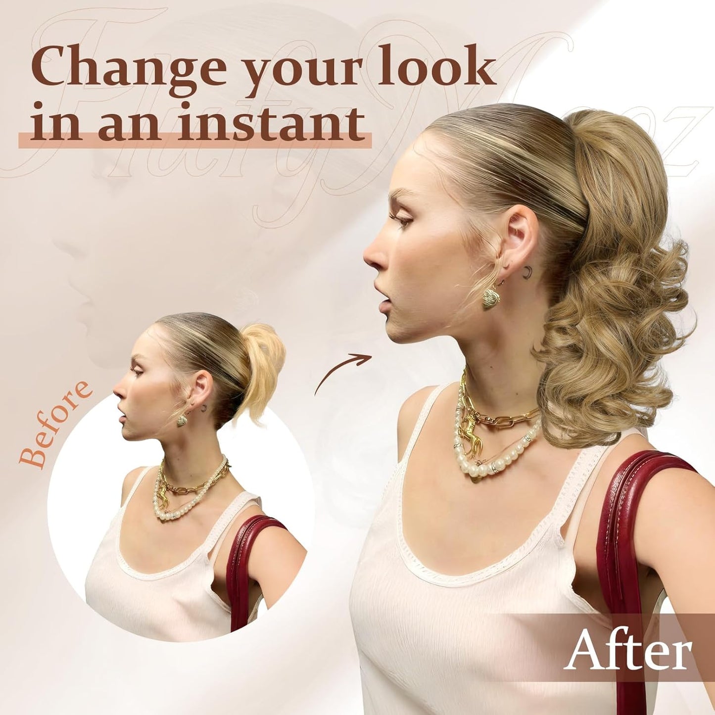 Ponytail Extension - 14 Inch Short Drawstring Hairpiece for Women | Soft Synthetic in Black Brown