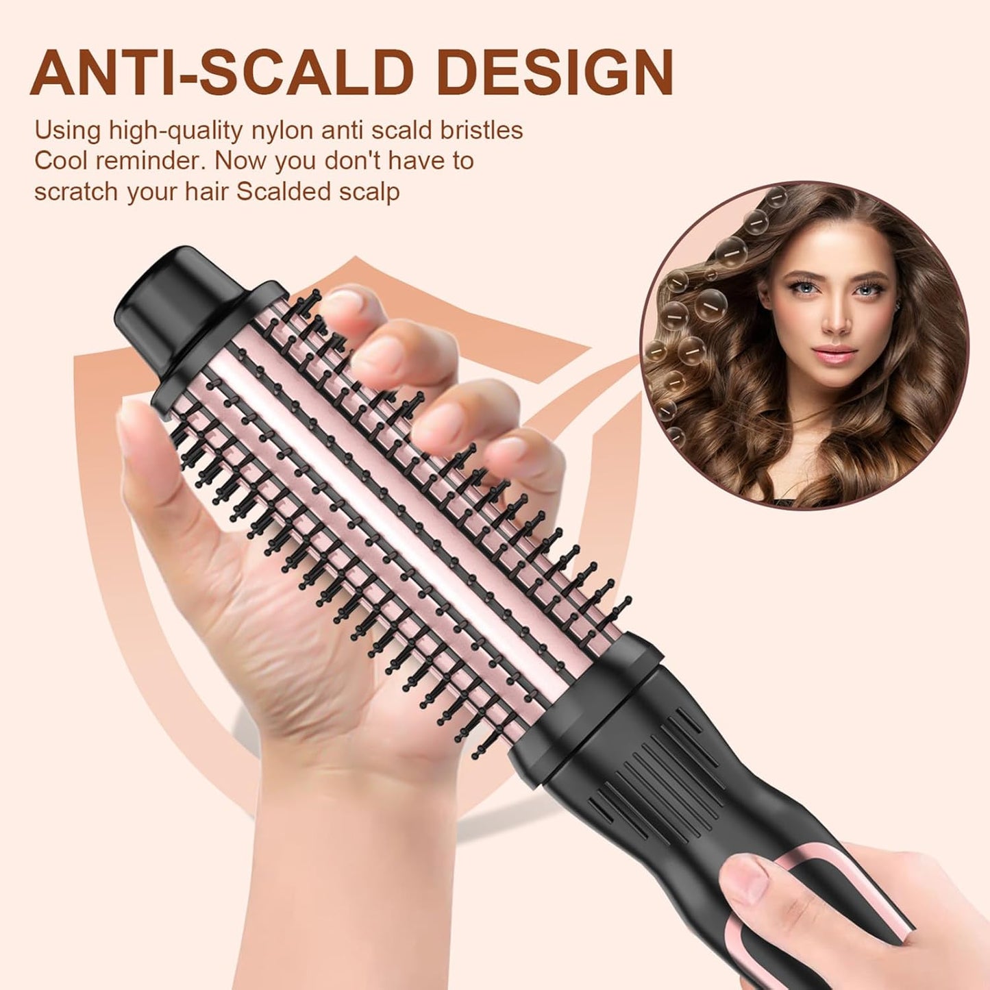 1-Inch Thermal Brush Curling Iron - Volumizing Heated Round Brush with Ceramic Tourmaline | Rose Gold