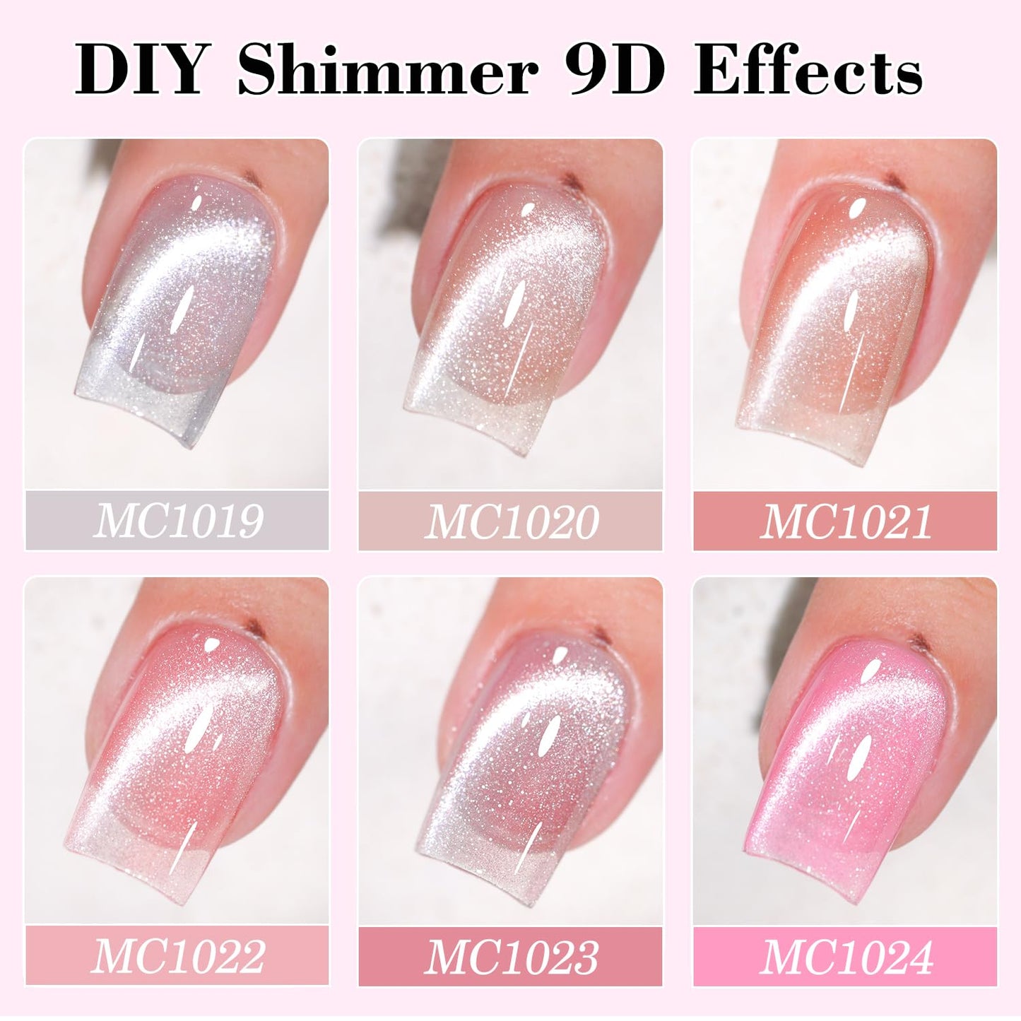 Cat Eye Gel Polish Set - 6 Shimmering Colors with Magnetic Holographic Effect | UV Nail Art Kit