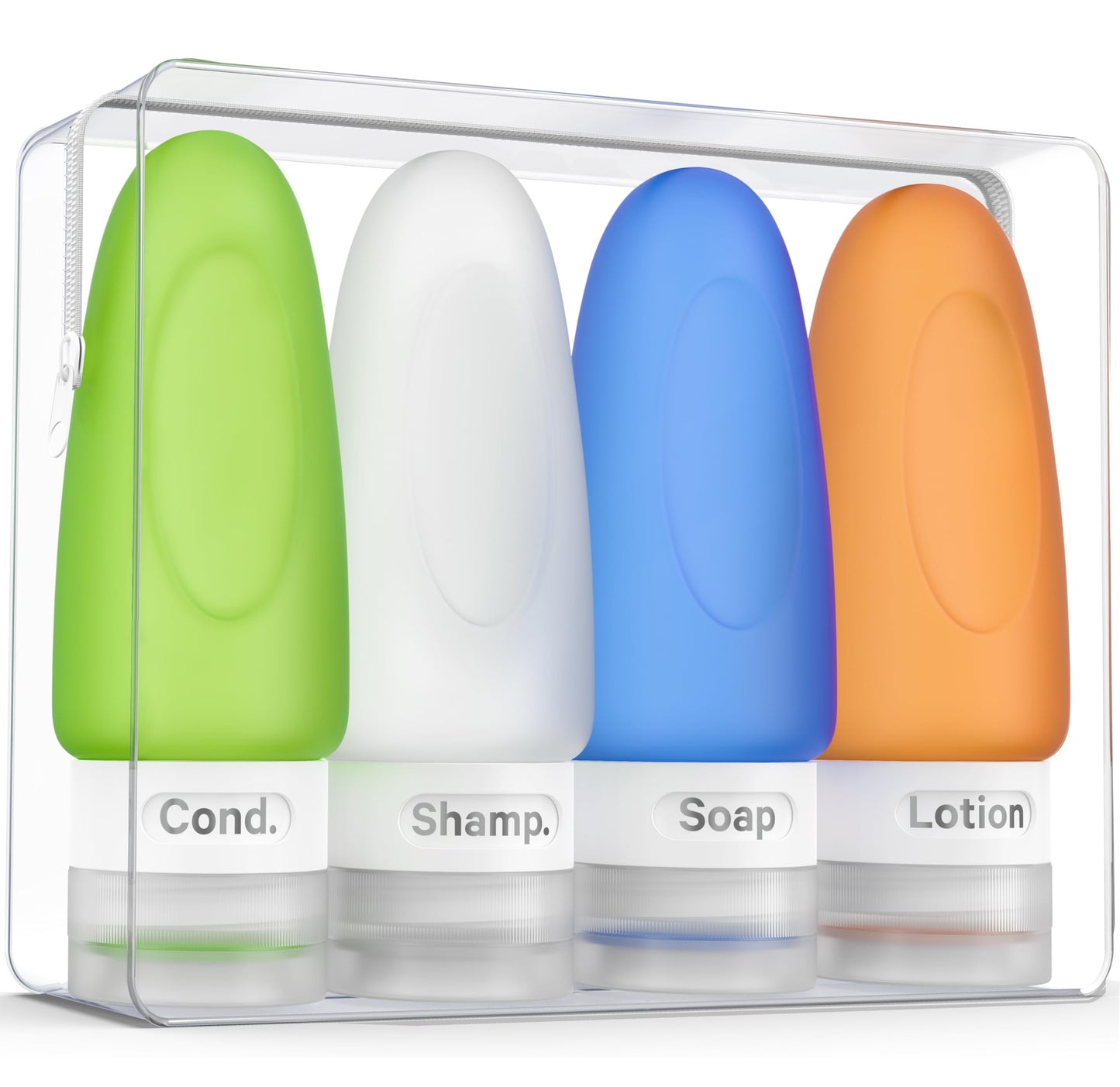 Dot&Dot Leak Proof Travel Bottles - Tubes for Liquid TSA Approved 2oz Silicone Toiletries Travel Shampoo & Conditioner Containers with Labels
