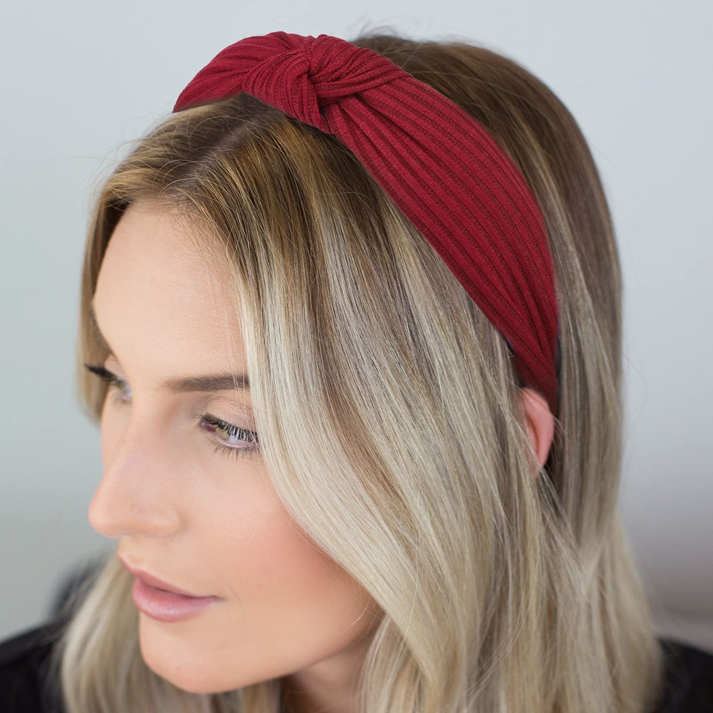 AQOKKA Knotted Headbands for Women Girls Non Slip Boho Wide Top Knot Turban Hairbands Fashion Ribbing Head Wraps