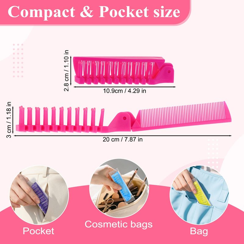 Foldable Hair Combs In Bulk, Individually Wrapped Multicolour Folding Comb, Women Men Pocket Size Double Headed Mini Hair Brush Styling Tool for Travel Hotel Homeless Shelter Charity Church(120 Pack)