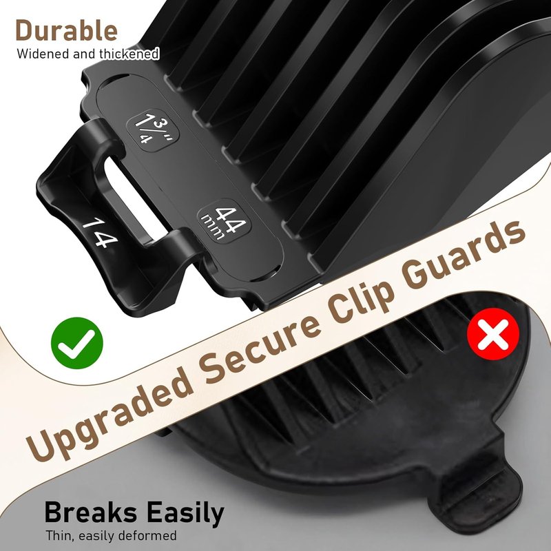 Clipper Guards - Professional Hair Clipper Combs for Wahl | Extra Long 1.25", 1.5", 1.75", 2" Sizes, Black