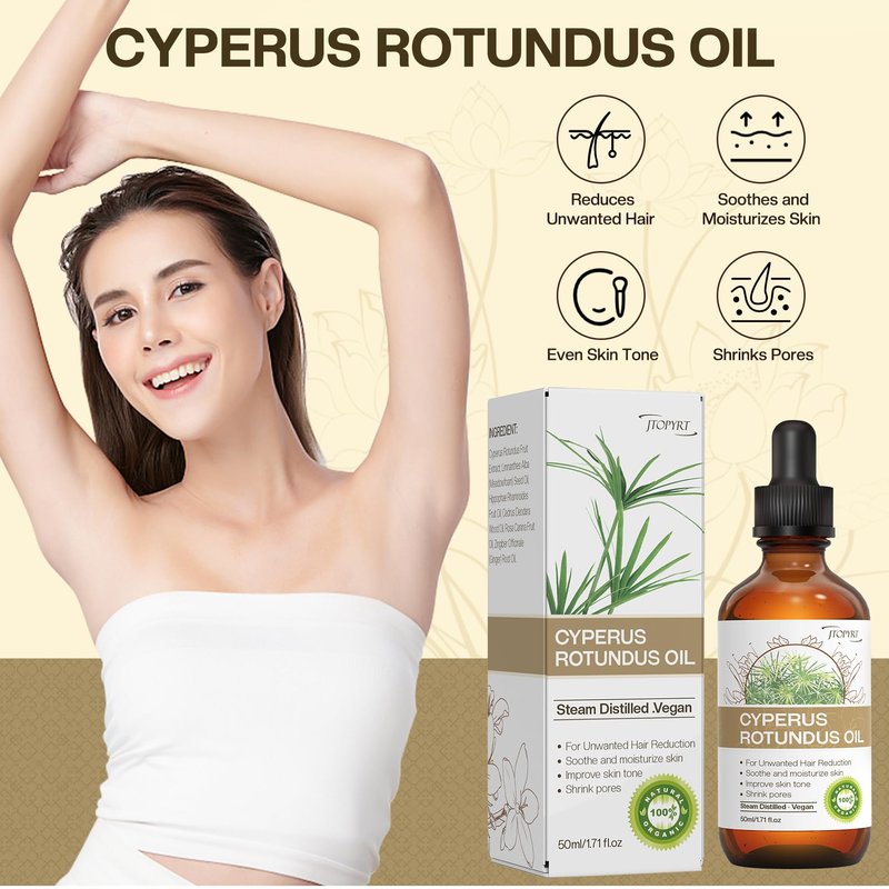 Jtopyrt Cyperus Rotundus Oil: Hair Removal Cypress Oil Reducing Hair Growth Facial Body Skin Care for Women Men 2 PACKS