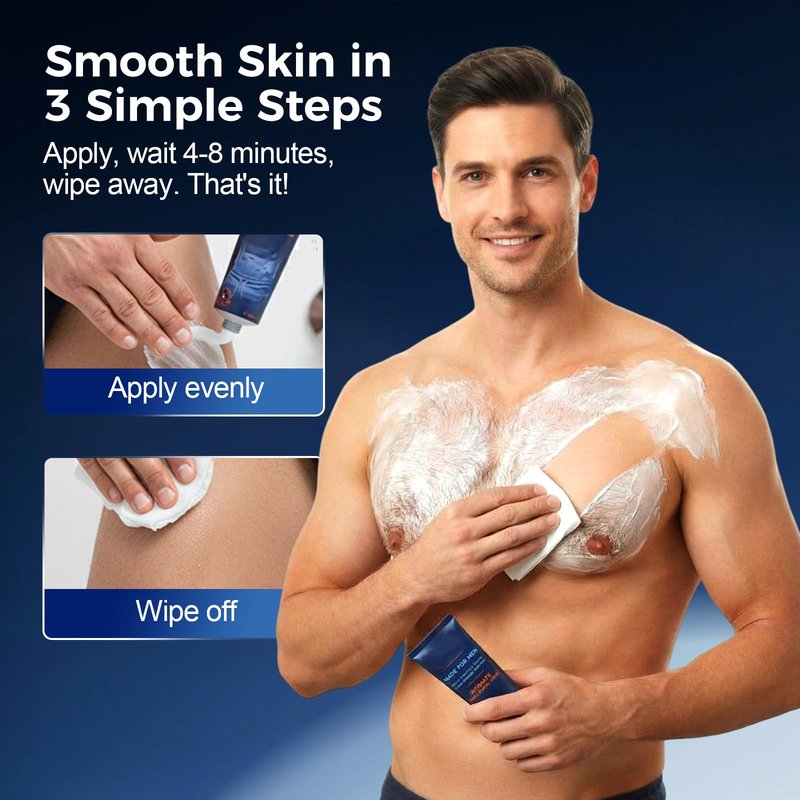 Fast-Acting Body Hair Removal Cream for Men, 2026 New Men’s Hair Removal Cream for Full Body and Intimate Areas, Moisturizing Soothing Painless Depilatory Cream for Male Grooming (3, One Size)