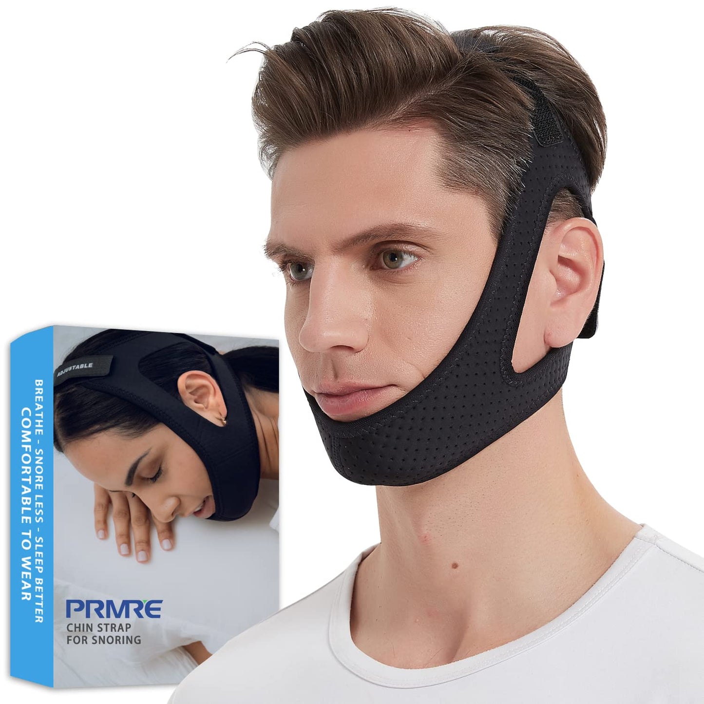 Double Adjustable Chin Strap for CPAP Users, Comfortable Chin Strap for Snoring - Keep Mouth Closed While Sleeping for Men and Women (Black)
