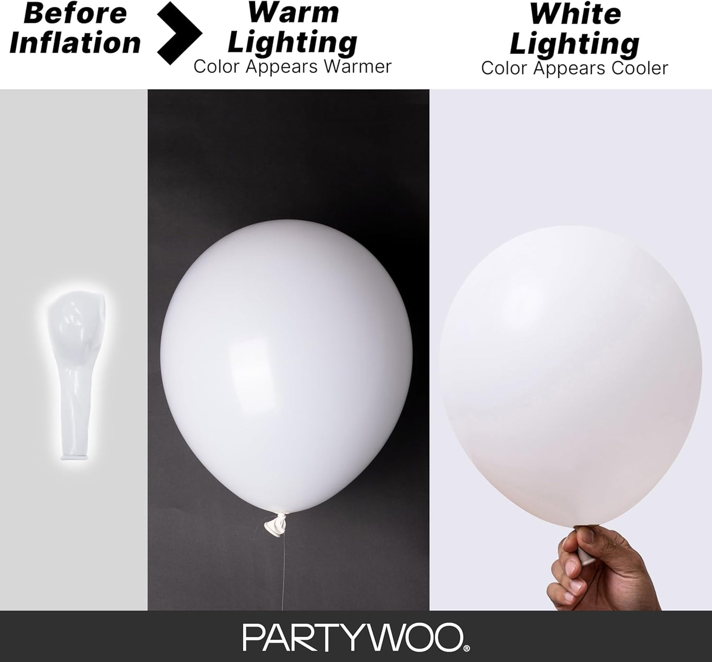 White Latex Balloons - 155pcs Matte White Balloon Arch Kit | 18", 12", 10", 5" for Weddings & Parties