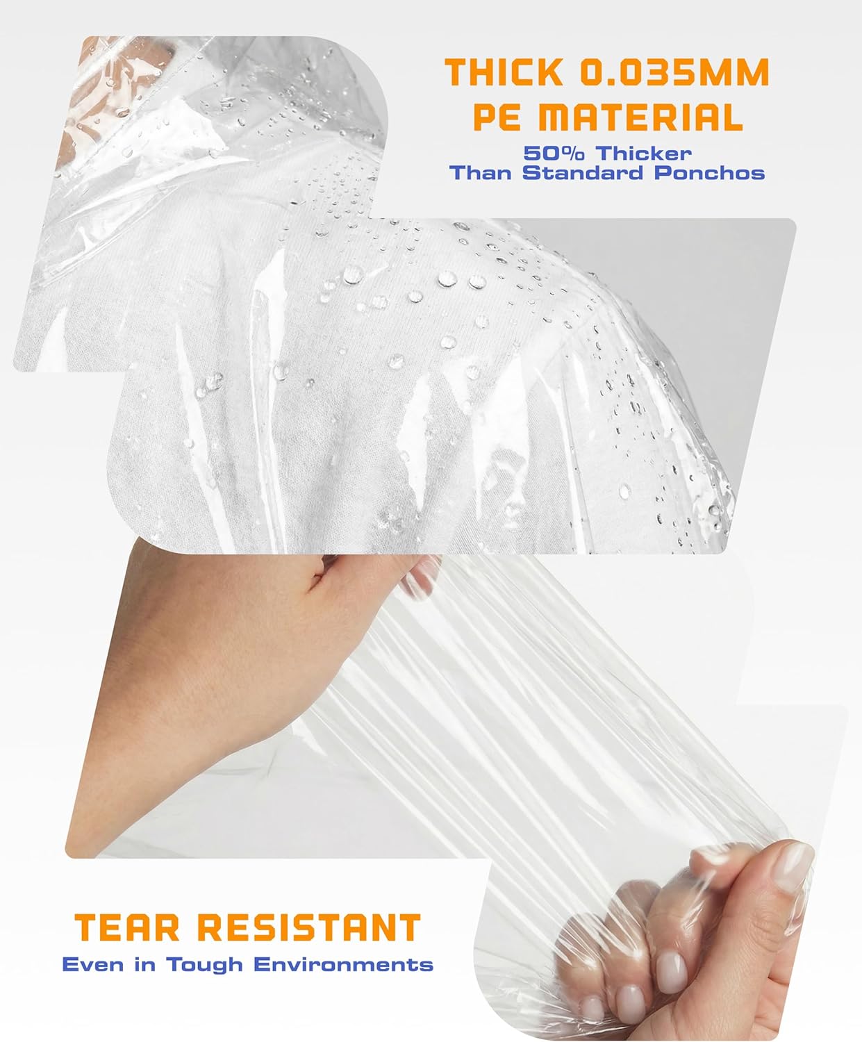Disposable Rain Ponchos for Adults - Hagon PRO 5 Pack | Lightweight & Waterproof