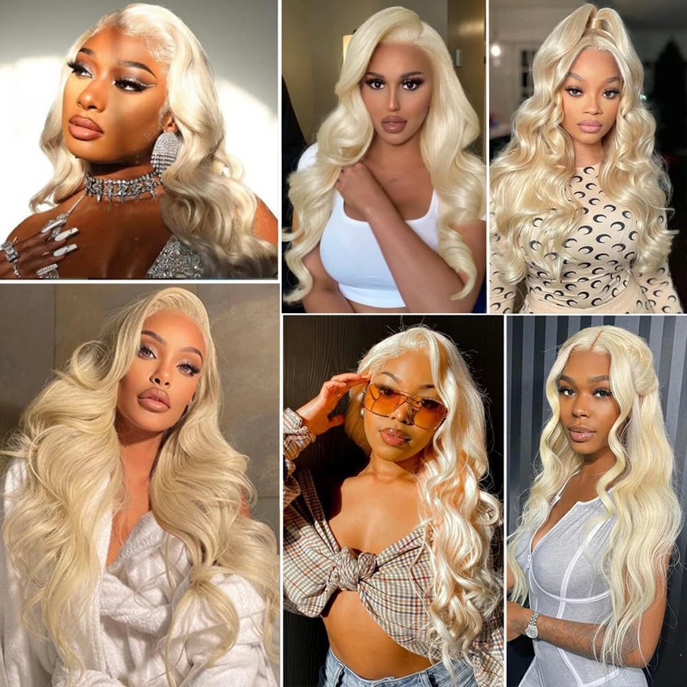 #613 Blonde Clip in Hair Extensions Real Human Hair, 32 Inch 120g/7Pcs,Full Shine Remy Human Hair,Blonde Long Wave Clip ins Brazilian Virgin Human Hair Extensions