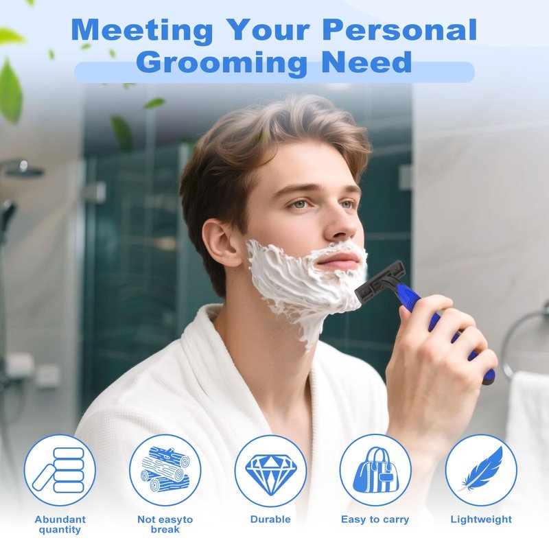 Fafortune Disposable Twin Blade Razors in Bulk, Individually Wrapped - Clear Safety Cap, For Homeless, Hotel, Airbnb, Travel (pack of 30,blue)