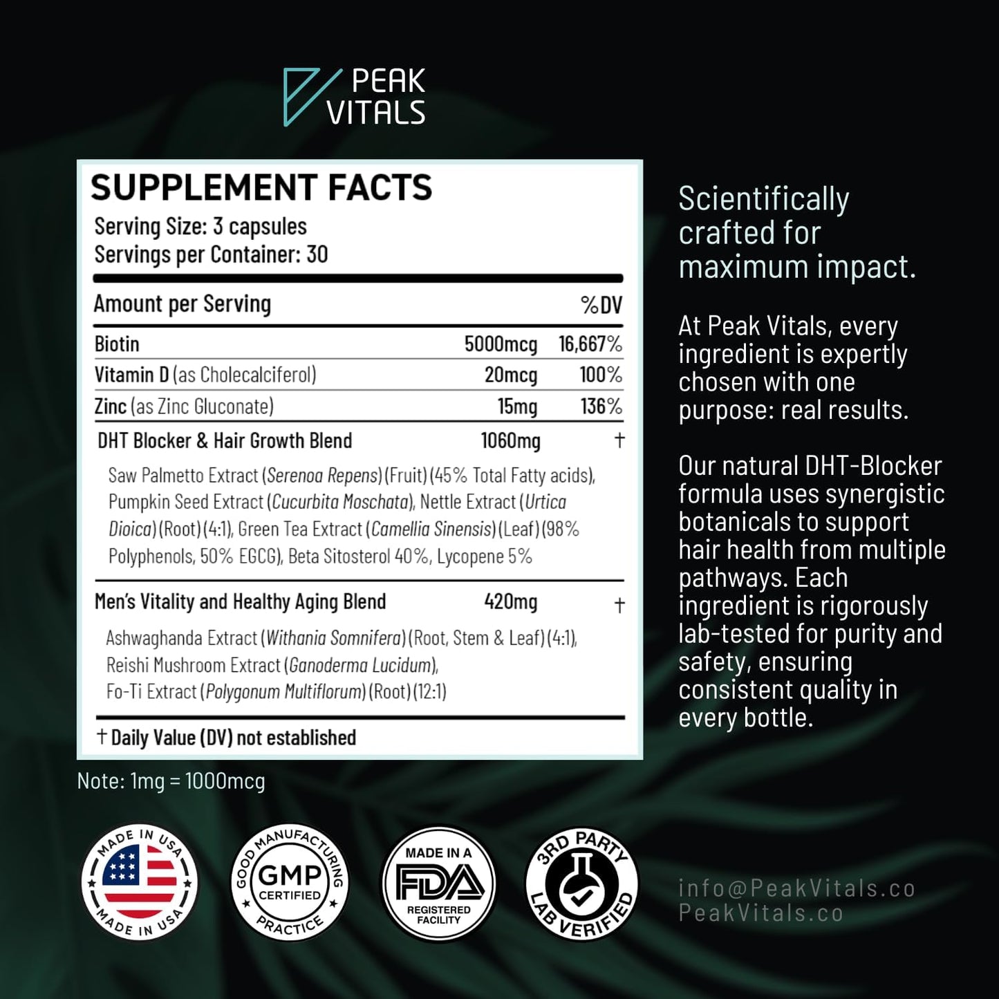 DHT Blocker for Men - Ultra Potent Hair Growth Formula with Saw Palmetto & Biotin | 90 Natural Hair Loss Supplements
