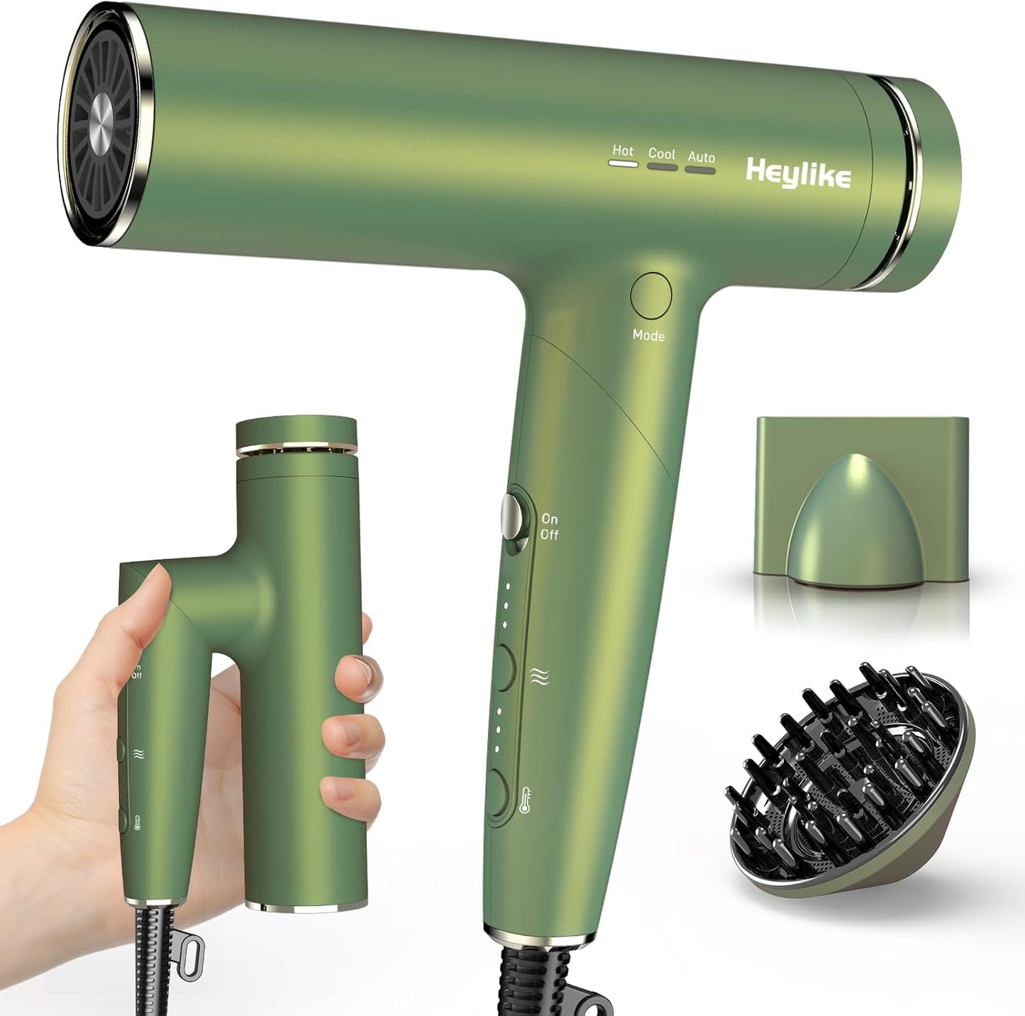 High-Speed Plasma Ion Hair Dryer - 1500W Professional Blow Dryer with Diffuser | 3 Temps & 3 Speeds for Fast Drying