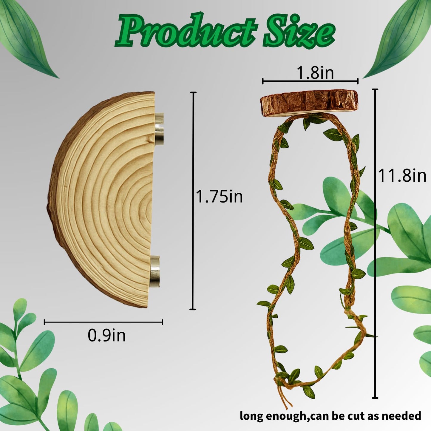 Jumping Spider Enclosure Accessories - 3 Wood Ledges & 1 Climbing Rope