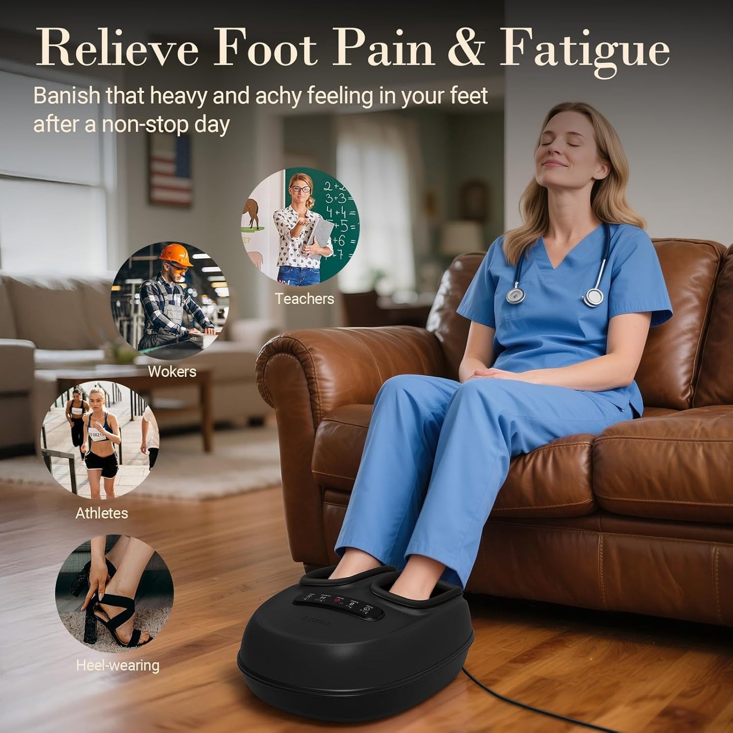 Foot Massager for Neuropathy & Plantar Fasciitis Relief - Shiatsu with Heat & Remote Control | Perfect Gift for Dad