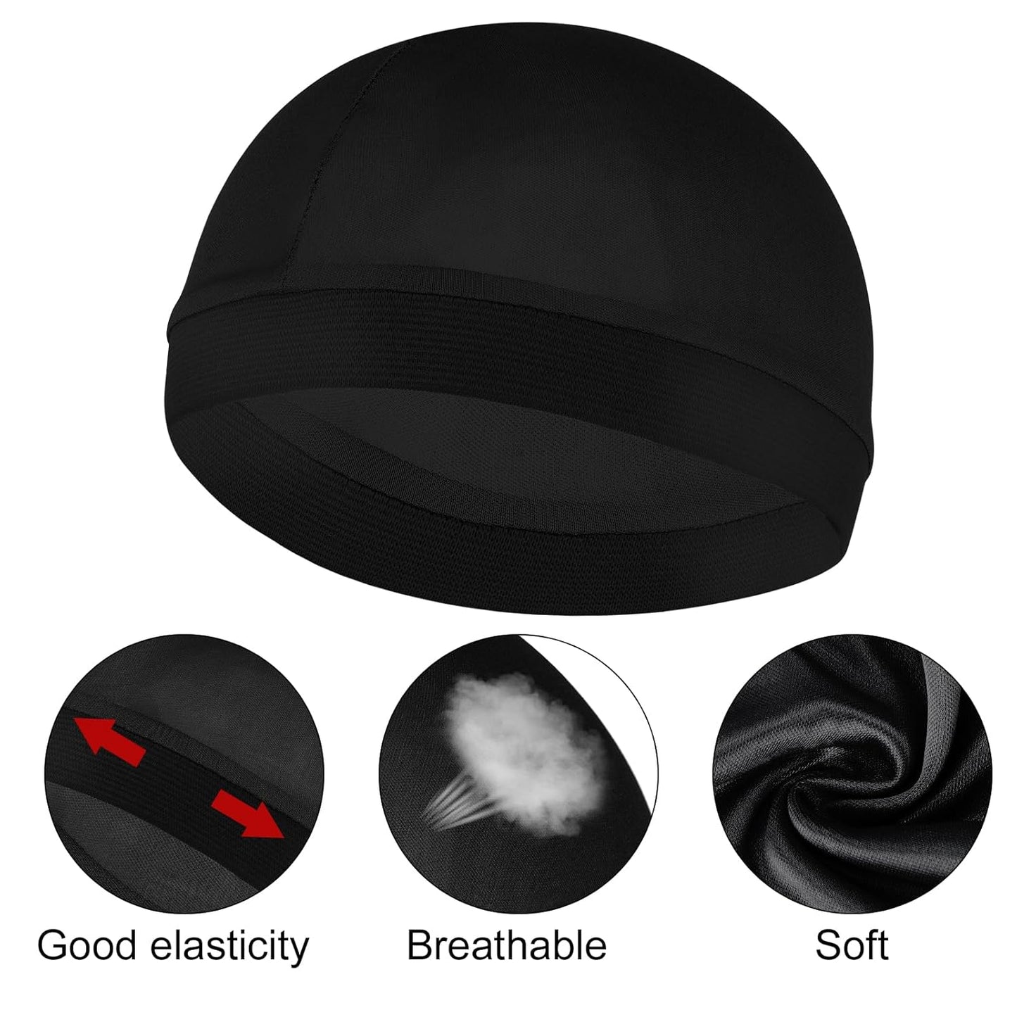 Silky Hair Bonnet for Men - Satin Wave Cap with Elastic Band | Black 360 540 720 Waves