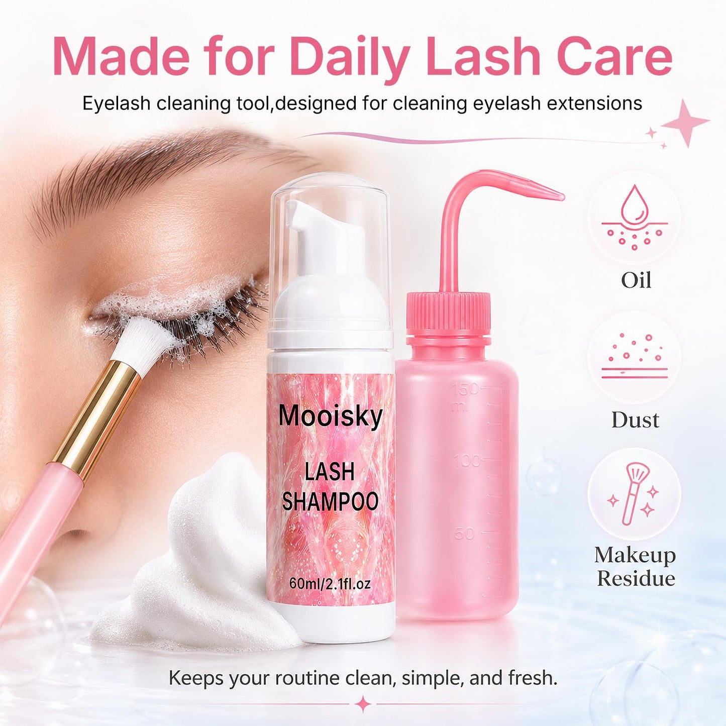 Major Dijit Lash Makeup Cleansing Foam, Foaming Face Wash, 5 fl oz, Paraben-free, Sulfate-free, Unscented, for All Skin Types