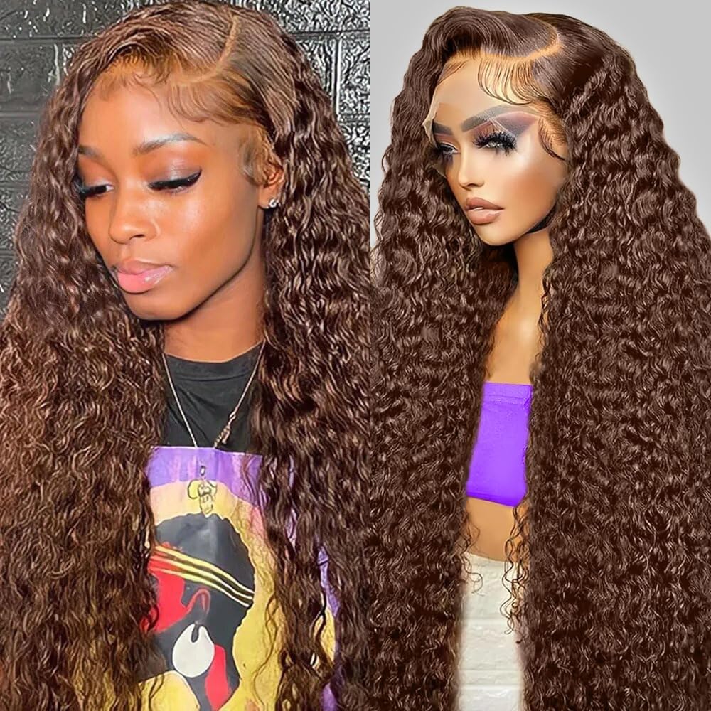 Burgundy 250 Density Human Hair Wig - 30 Inch 13x6 Deep Wave Lace Front | Pre-Plucked HD Transparent Lace Frontal for Women