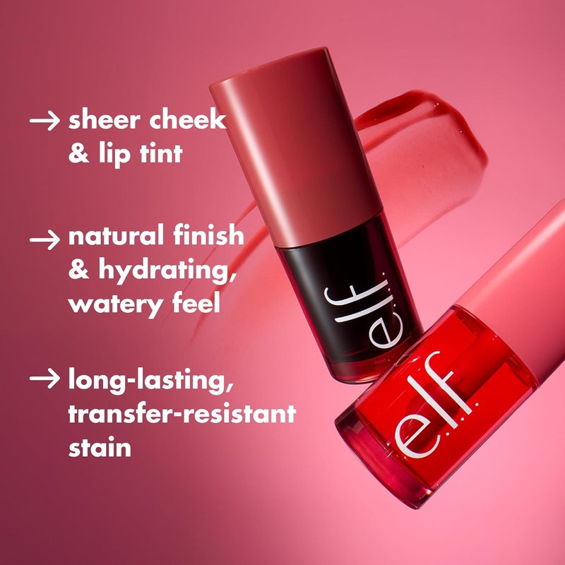 e.l.f. Sheer For It Blush Tint - Multi-Use Vegan Lip & Cheek Makeup | Long-Lasting Natural Flush in Pink Positive