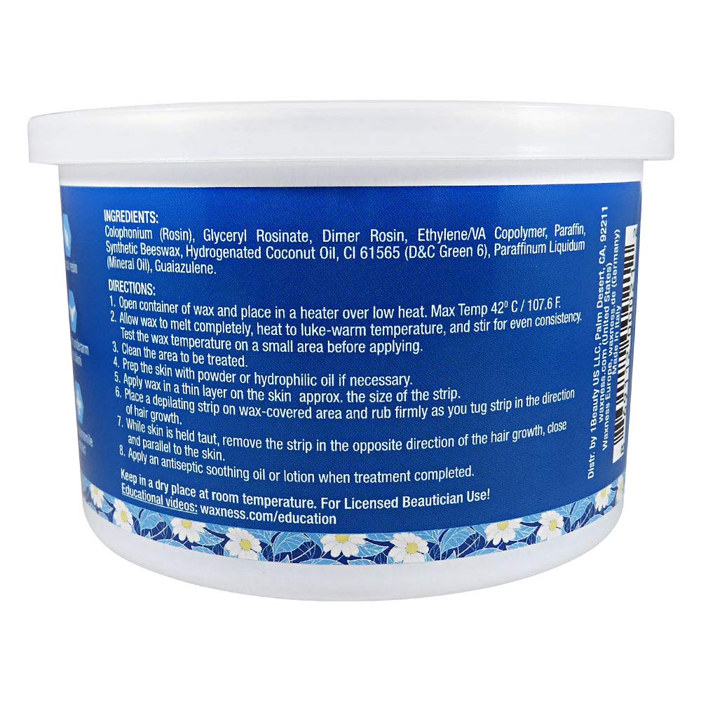 Waxness Hard Wax Tin Azulene 14 oz (400 g) – Stripless Professional Hard Wax with Azulene for Face & Body – Made in Italy