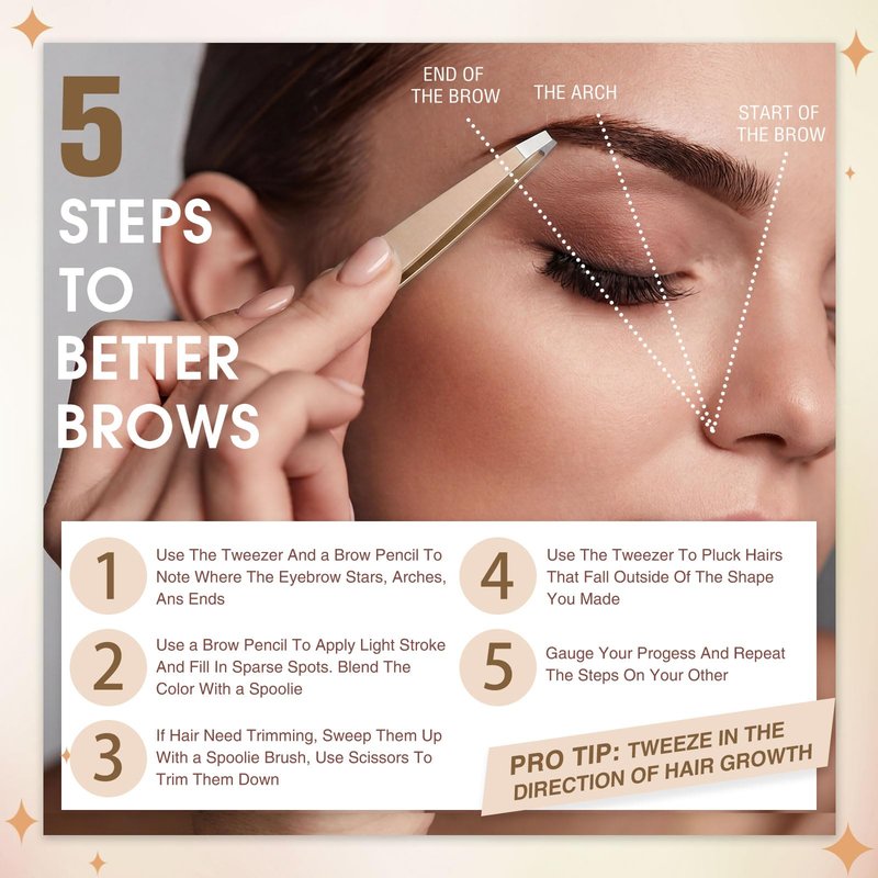 Mudder 12 Pcs Eyebrow Tweezers Set for Facial Hair Stainless Steel Slanted Tip Tweezers in Bulk for Men and Women(Champagne Gold)