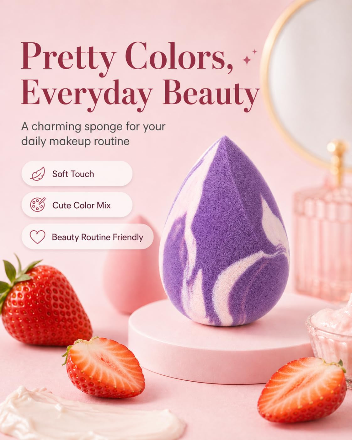 Makeup Sponges Set - 7-Pack Latex-Free Reusable Blenders for Foundation & Concealer | Soft Multi-Color Beauty Tools