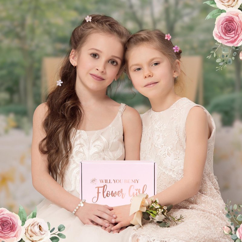 30Pcs Flower Girl Proposal Gift Set, Will You Be My Flower Girl Gift Including Bags Sunglasses Makeup Bag Headband Bracelet Diamond Pen Hair Accessories Card for Wedding Engagement Bridal Shower Party