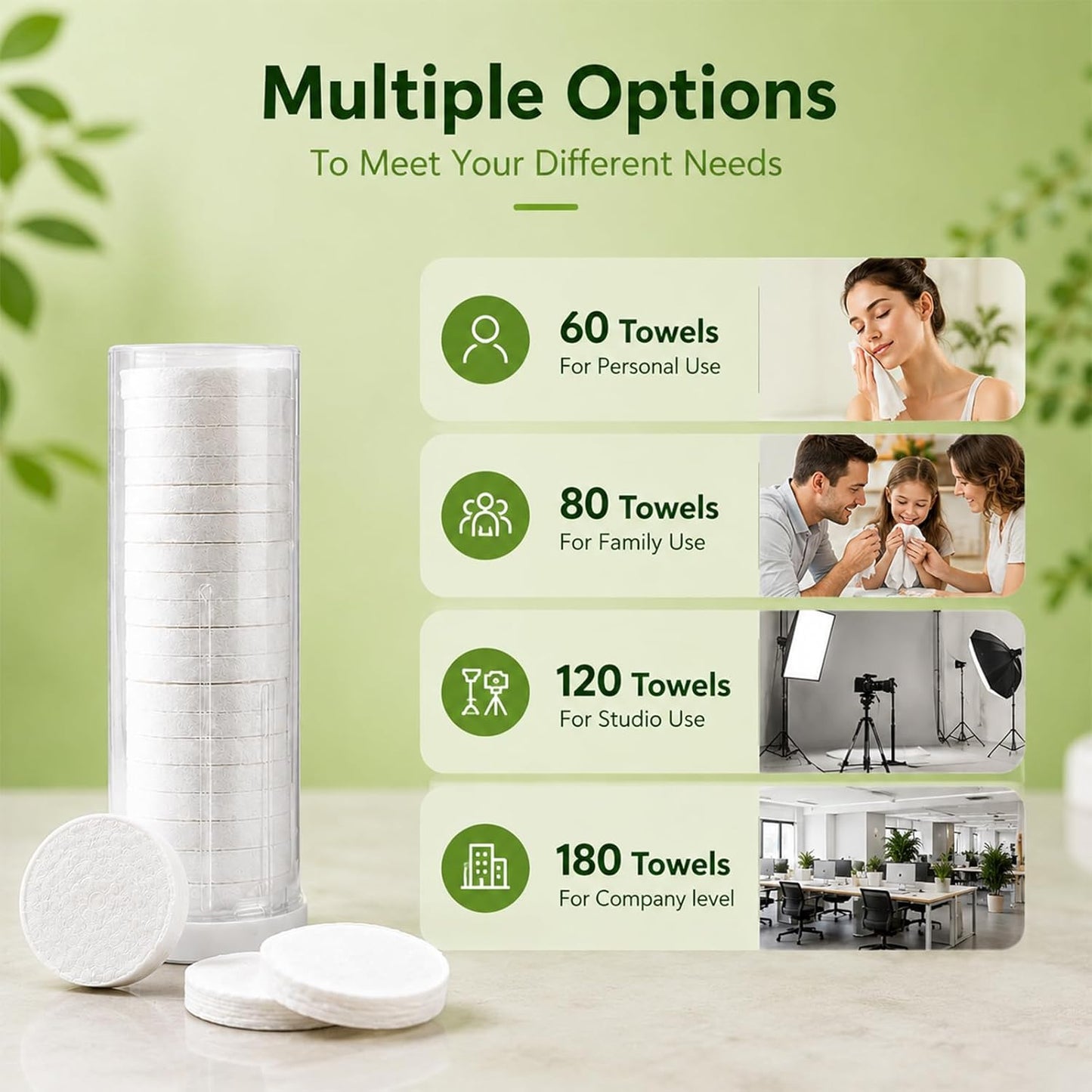 Hot Towel Dispenser Refills - 120 Pcs Disposable Compressed Face Towels for Spa & Home Use
