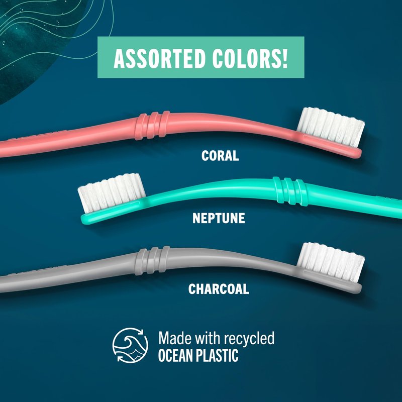 Preserve Ocean Plastic Initiative (POPI) Adult Toothbrush, Made in USA from Recycled Ocean Plastic, Neptune Green, Soft, 1 Count