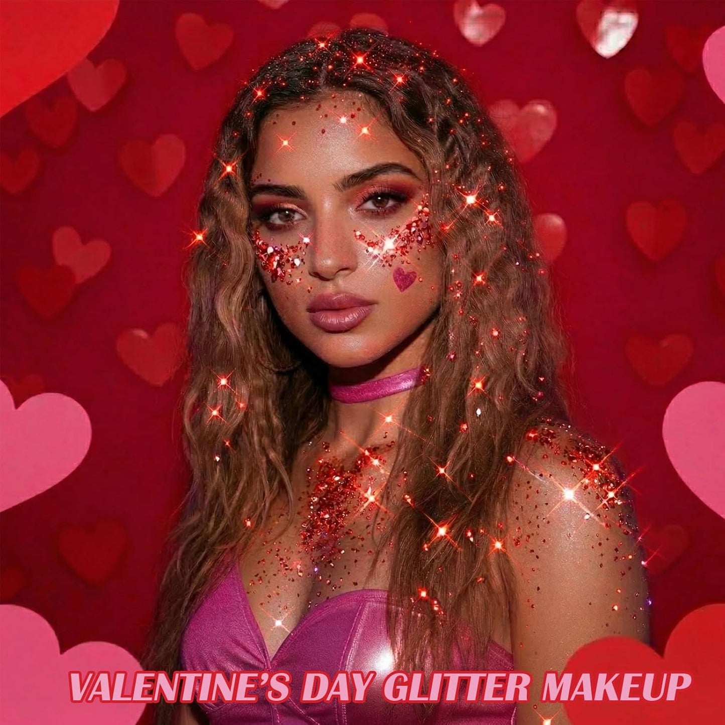 Red Face Hair Glitter - Holographic Patriotic Body Glitter for 4th of July | Chunky Sequins for Festival Makeup