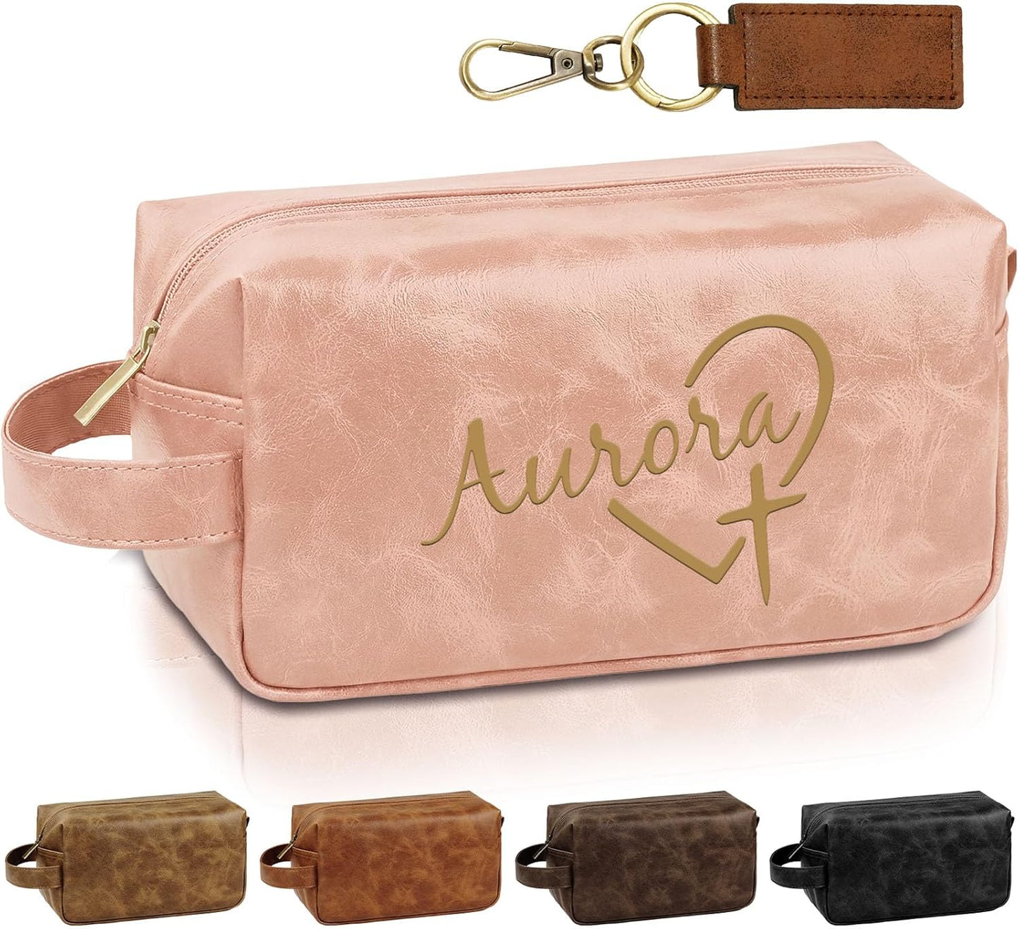 Personalized Leather Toiletry Bag - Custom Travel Shaving Kit for Men | Unique Gift for Husband, Dad, Boyfriend (Yellow Brown)