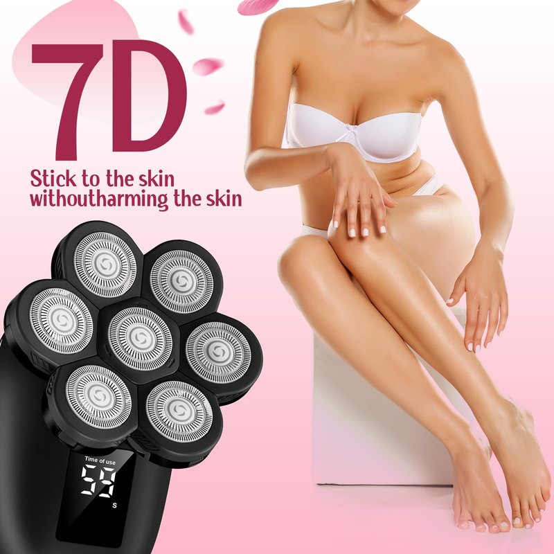 Electric Razors for Women, 7D Floating Head Cordless Shaver, Wet/Dry Painless Hair Remover with Detachable Head, Waterproof for Face, Legs, Underarm, Ideal Gift (Black)