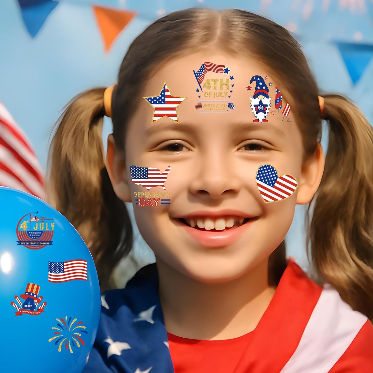 Fourth of July Temporary Tattoos for Kids - 180 Patriotic USA Flag Designs | Red, White & Blue Party Supplies