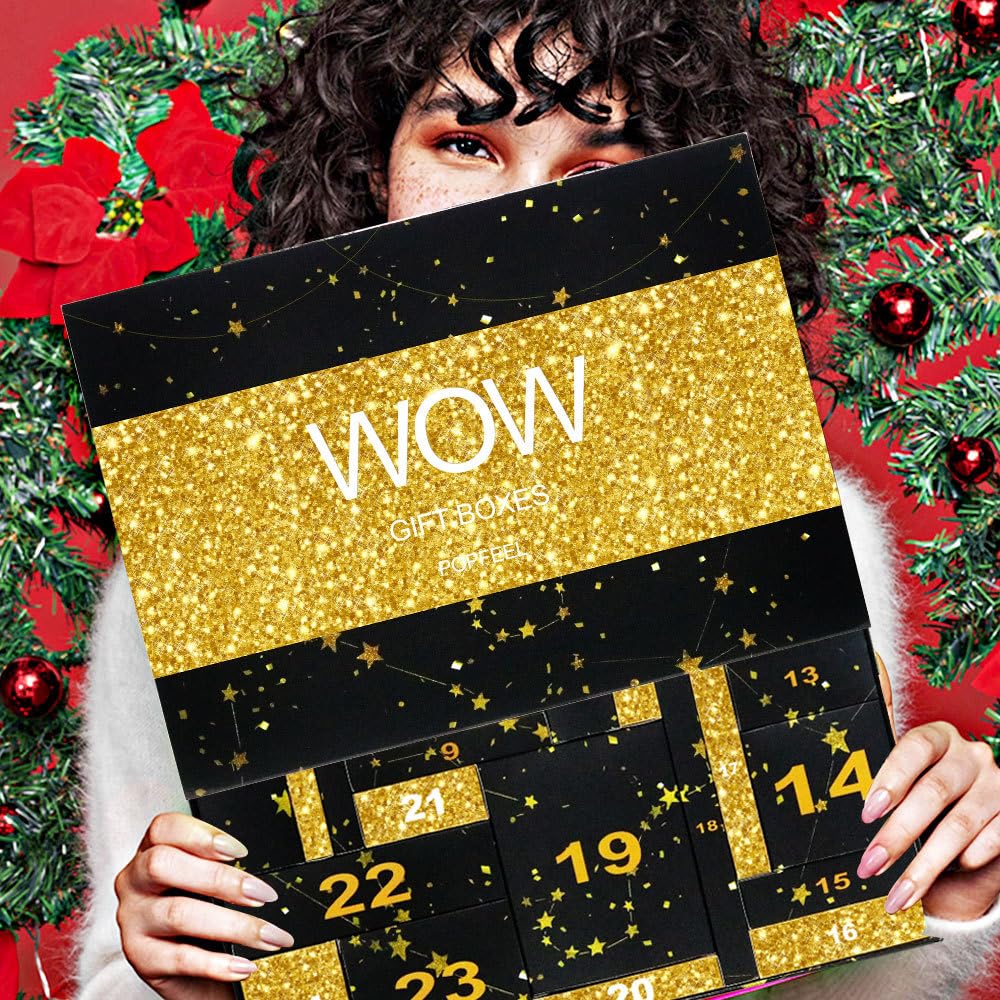 Golden Makeup Set - 24-Day Countdown Calendar for Birthdays & Valentine's Day | Perfect Gift Box for Teen Girls & Women
