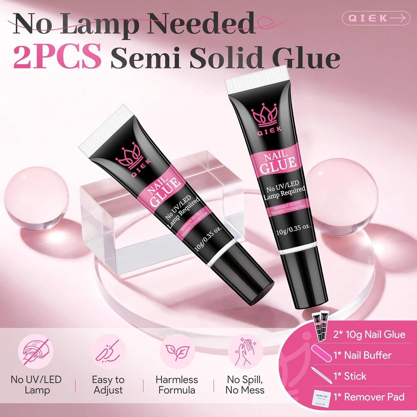 Strong Nail Glue - Quick Dry Semi Solid Gel Adhesive for Press Ons | 10g/0.35oz, Waterproof Bond for DIY Manicure