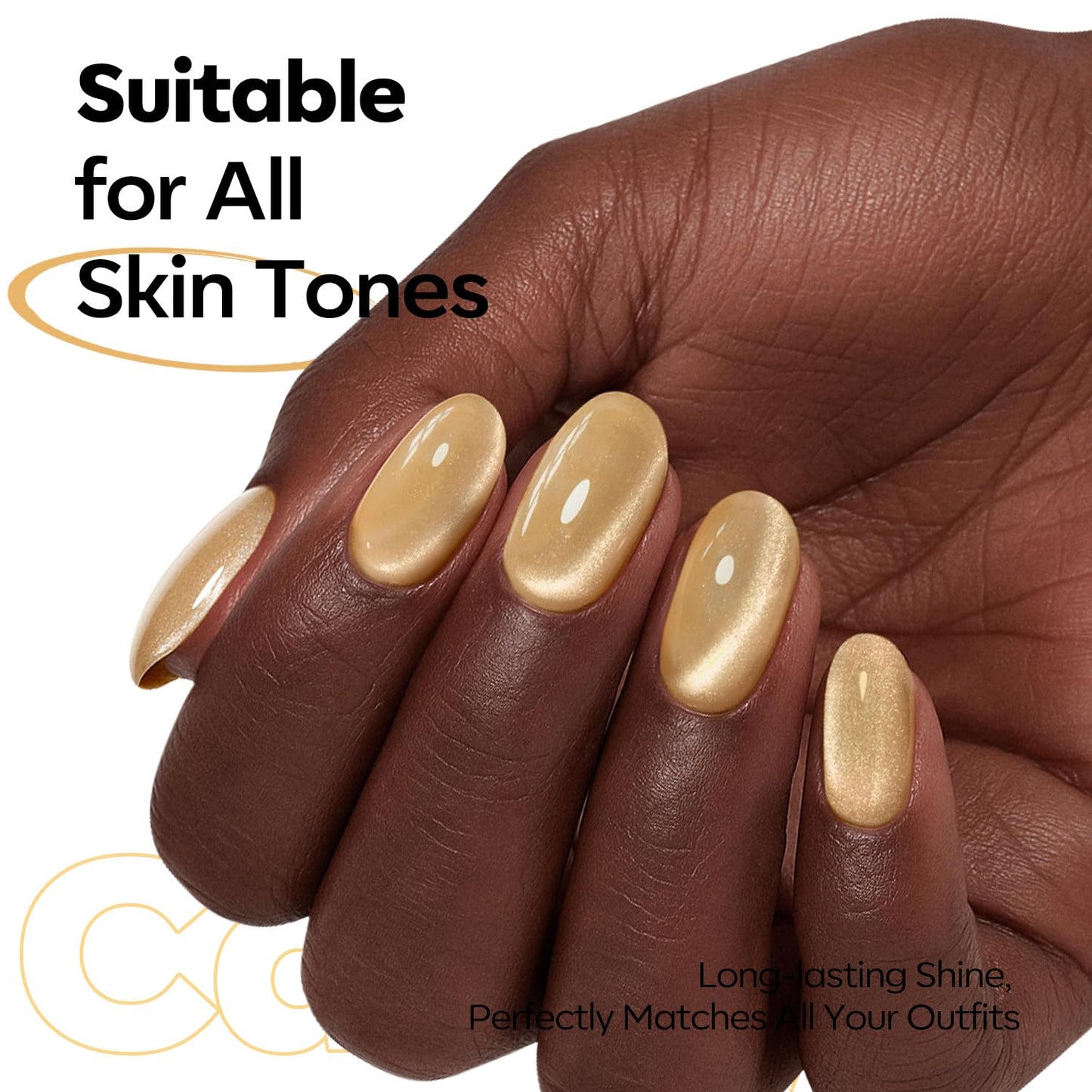 Modelones Nude Cat Eye Gel Nail Polish - 9D Holographic Gold Glitter & Pink Shimmer | 15ML Soak Off UV Formula
