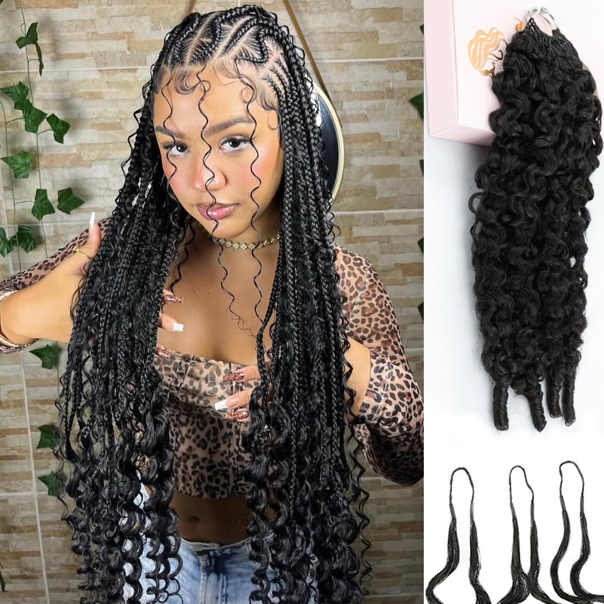 Human Crochet Hair for Black Women - 20 Inch Burmese Curly Pre-Looped | Natural Black, Reusable Bundles
