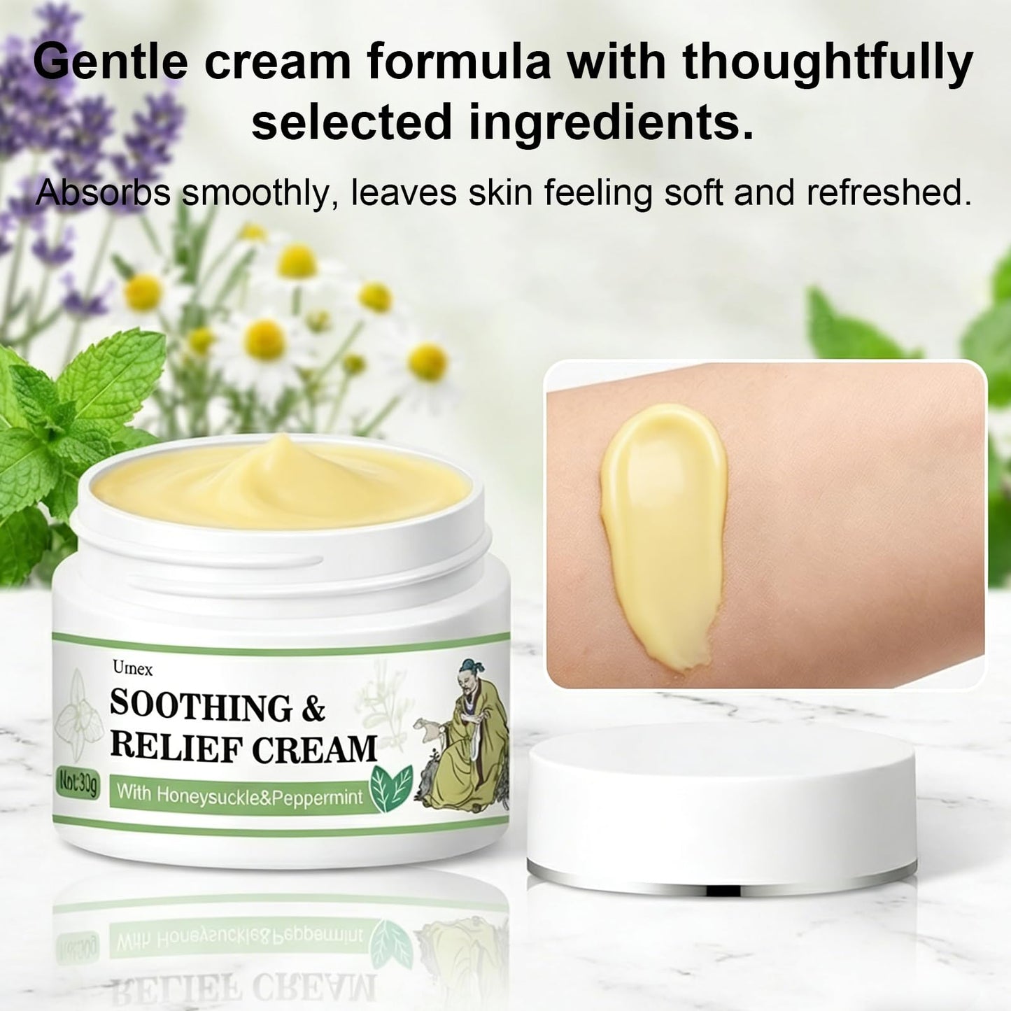 Umex Face & Body Moisturizer, Hydrating Moisturizing Cream for Dry, Sensitive & Rough Skin, with Honeysuckle & Mint, Softens & Nourishes Skin, Non-Greasy Formula