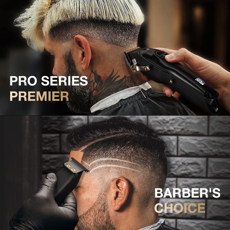 SUPRENT PRO Professional Hair Clippers for Men- Hair Cutting Kit & Zero Gap T-Blade Trimmer Combo- Cordless Barber Clipper Set with LED Display for Mens Gifts(Black)