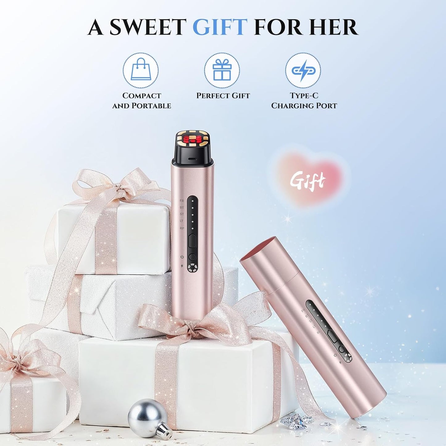 Microcurrent Facial Device - 5-in-1 Skin Tightening & Lifting Machine | 5 Color Light Therapy for Face, Neck, Eyes