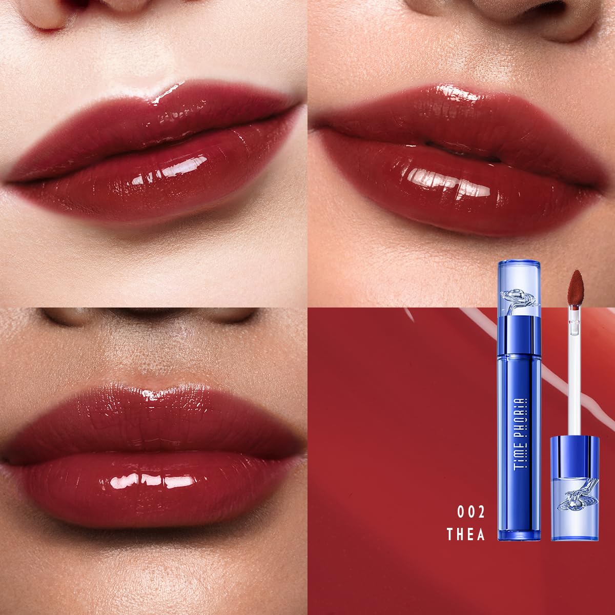 TIMEPHORIA Aphrodite Everlasting Glossy Tint Lip Gloss 002 Thea - Glass-Like Shine Finish, Long-Lasting Glossy Hydrating Tint Lip Stain, Buildable Rich Color, Moisturizing Non-Drying Lightweight