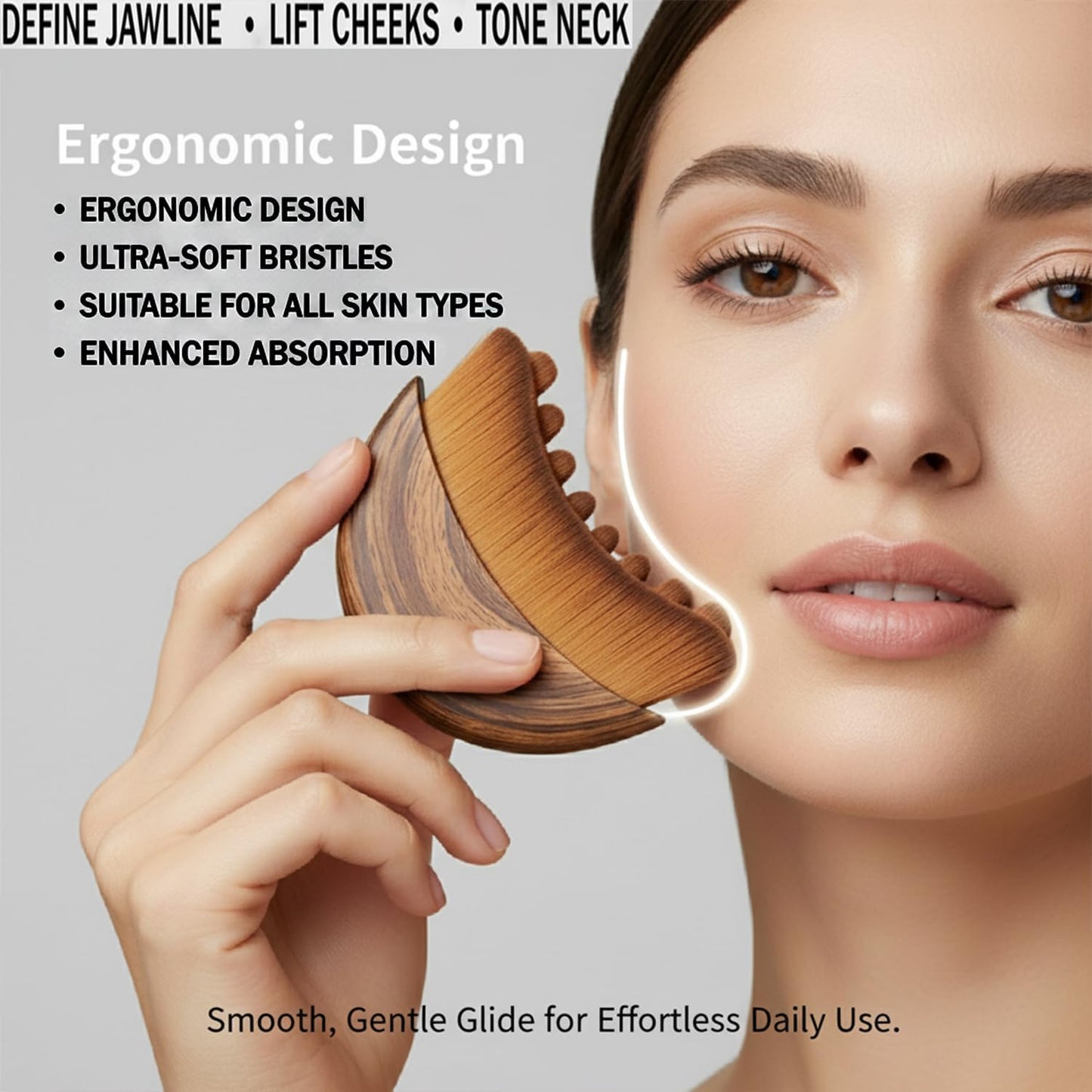 Kojiva Lymphatic Face Brush - Contour & Sculpting Tool for Facial Drainage | Reduces Puffiness & Double Chin