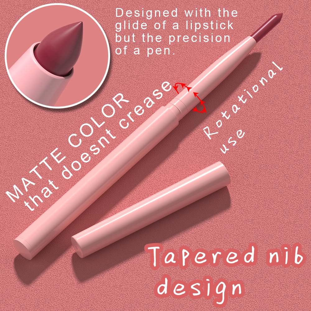 6 Pcs Retractable Natural Nude Beige Colors Lip Liner Lipstick Pencils Set for Shaping & Sculpting Lips,Mauve Maroon Dark Red Orange Chocolate Plum Creamy Matte Velvet Pigmented Crayon