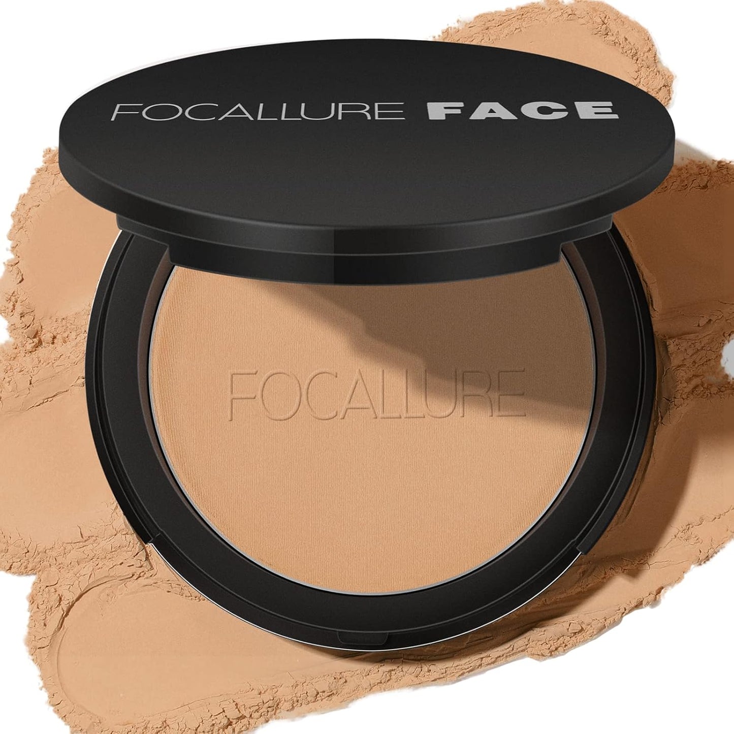 FOCALLURE Flawless Pressed Powder - Control Shine & Smooth Complexion | Long-Lasting Matte Finish, Nude Compact