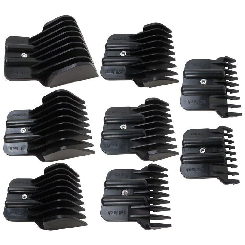 8x Hair Clipper Guards Replacement Fit for Andis T Out-liner pm-t, pmt-2, D-4, D-5, D8, GI, GTO, slii, rt-1, Black, 1/32" - 11/4" US Stock