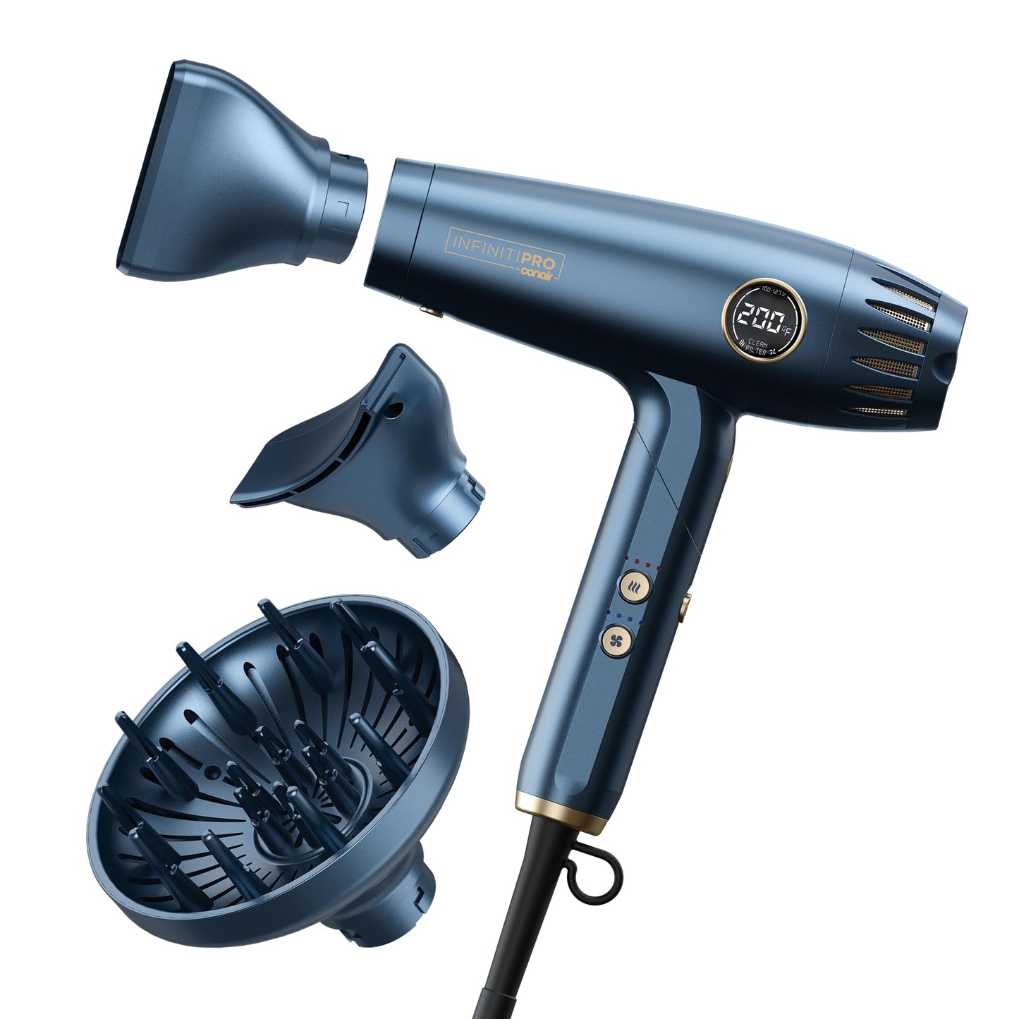 Conair INFINITIPRO DigitalAIRE Multi-Styler, 1.2 lb Ultra-Lightweight Digital Motor Hair Dryer with High-Pressure Airflow, Blue, 1002